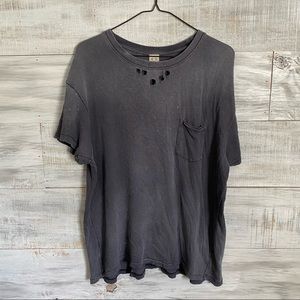 Free People Grey Distressed Tee